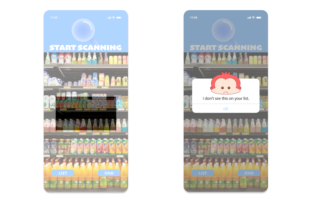 Mockups of the Monkie app