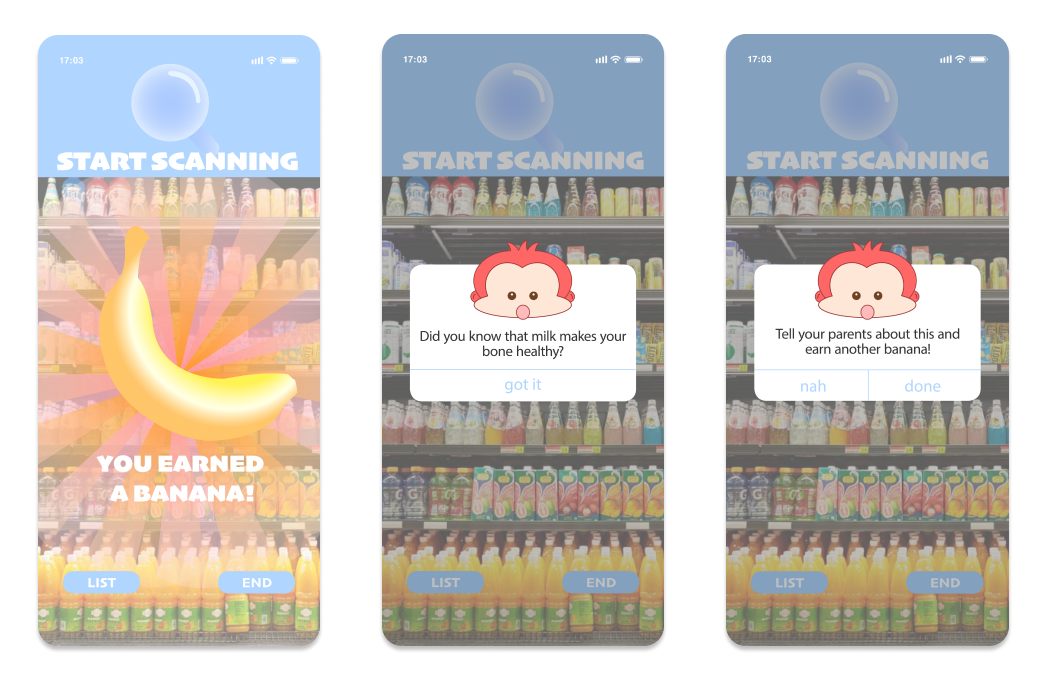 Mockups of the Monkie app
