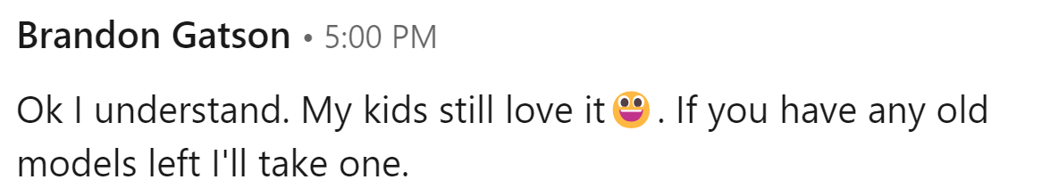 Screenshots of a user's feedback